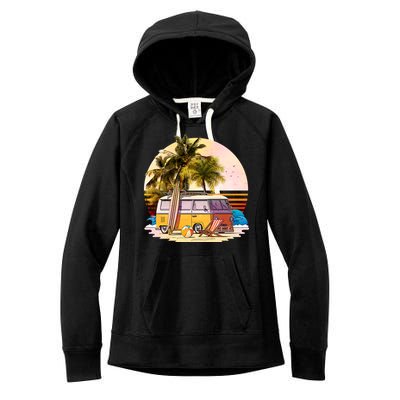 Retro Beach Hippie Van Women's Fleece Hoodie