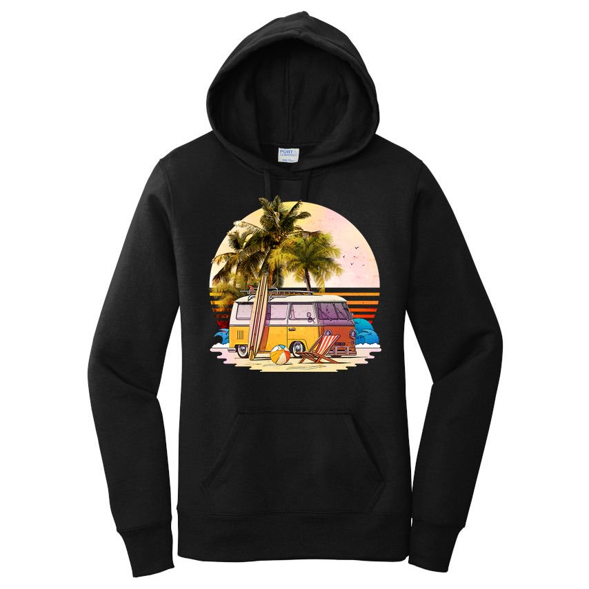 Retro Beach Hippie Van Women's Pullover Hoodie