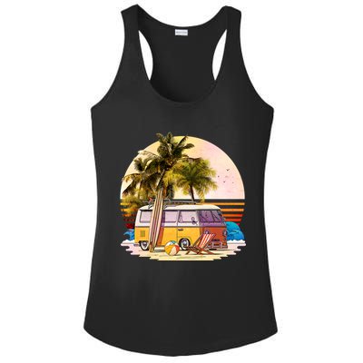 Retro Beach Hippie Van Ladies PosiCharge Competitor Racerback Tank