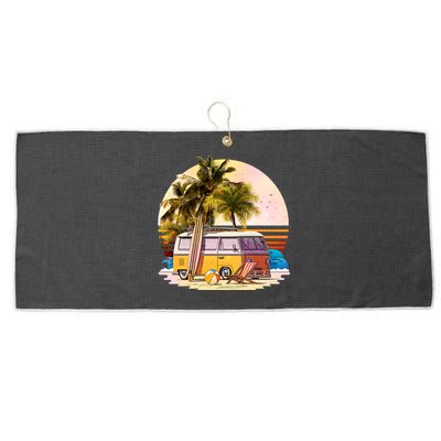 Retro Beach Hippie Van Large Microfiber Waffle Golf Towel