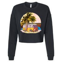 Retro Beach Hippie Van Cropped Pullover Crew