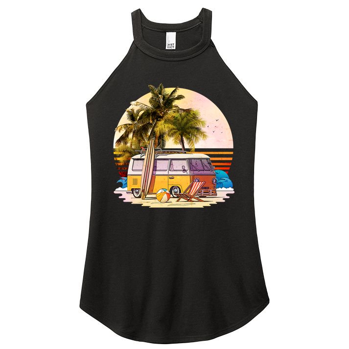 Retro Beach Hippie Van Women's Perfect Tri Rocker Tank