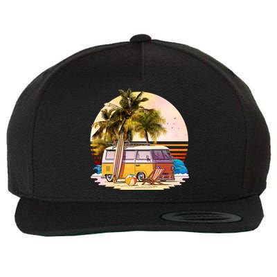 Retro Beach Hippie Van Wool Snapback Cap