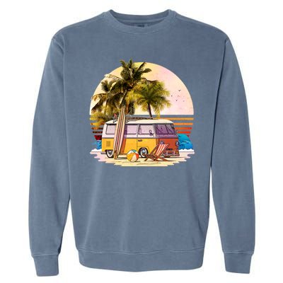 Retro Beach Hippie Van Garment-Dyed Sweatshirt