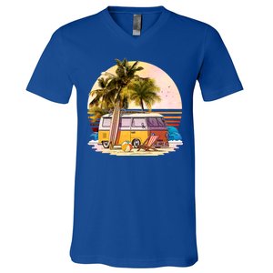 Retro Beach Hippie Van V-Neck T-Shirt