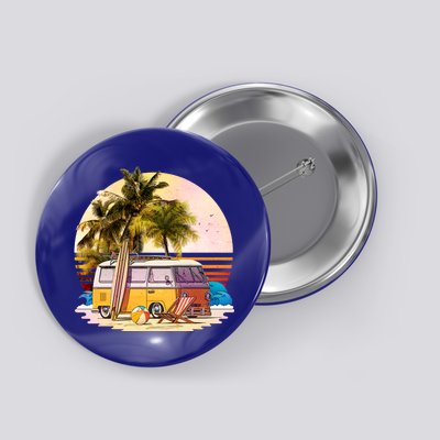 Retro Beach Hippie Van Button