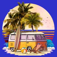 Retro Beach Hippie Van Button