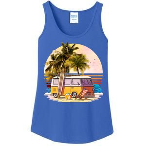 Retro Beach Hippie Van Ladies Essential Tank