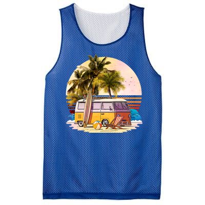 Retro Beach Hippie Van Mesh Reversible Basketball Jersey Tank