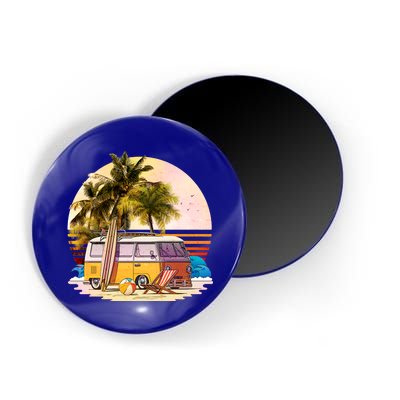 Retro Beach Hippie Van Magnet