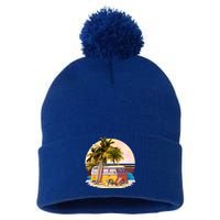 Retro Beach Hippie Van Pom Pom 12in Knit Beanie