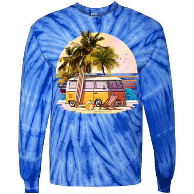 Retro Beach Hippie Van Tie-Dye Long Sleeve Shirt