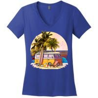 Retro Beach Hippie Van Women's V-Neck T-Shirt