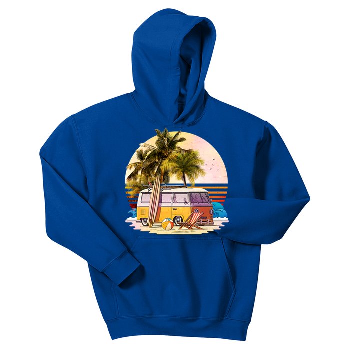 Retro Beach Hippie Van Kids Hoodie