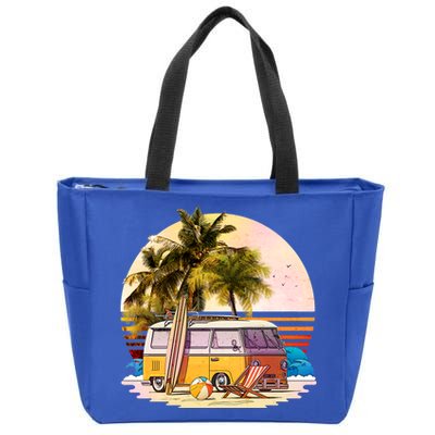 Retro Beach Hippie Van Zip Tote Bag