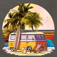 Retro Beach Hippie Van Cotton Canvas Backpack