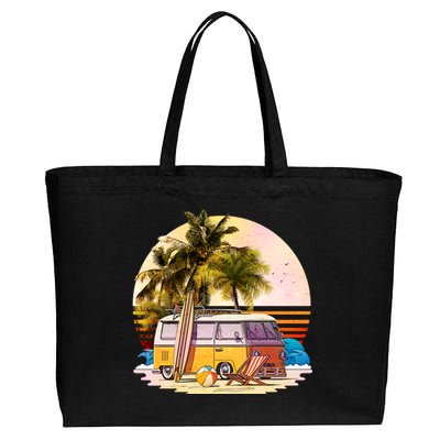 Retro Beach Hippie Van Cotton Canvas Jumbo Tote