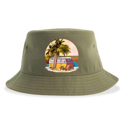 Retro Beach Hippie Van Sustainable Bucket Hat