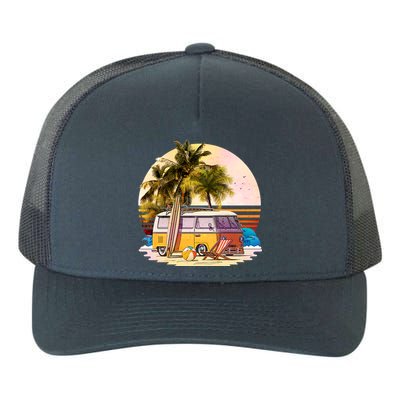 Retro Beach Hippie Van Yupoong Adult 5-Panel Trucker Hat