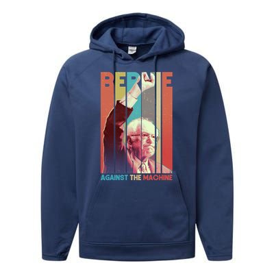 Retro Bernie Sanders Against The Machine Performance Fleece Hoodie