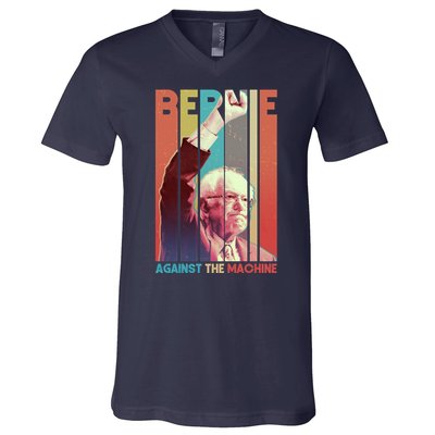 Retro Bernie Sanders Against The Machine V-Neck T-Shirt