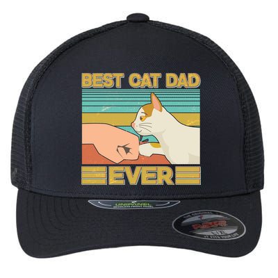 Retro Best Cat Dad Ever Flexfit Unipanel Trucker Cap
