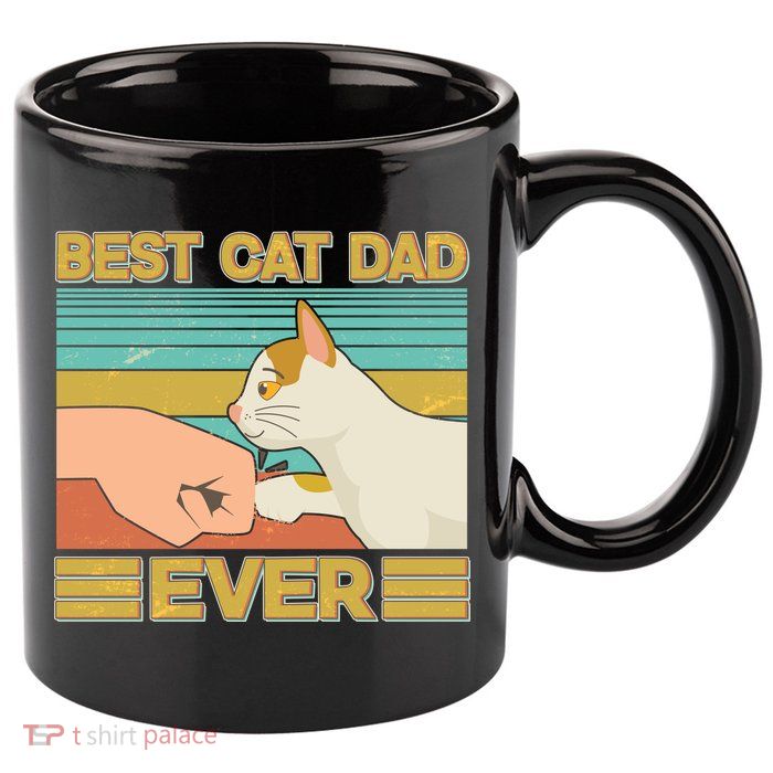 Retro Best Cat Dad Ever 11oz C Handle Ceramic Mug