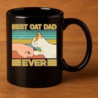 Retro Best Cat Dad Ever 11oz C Handle Ceramic Mug