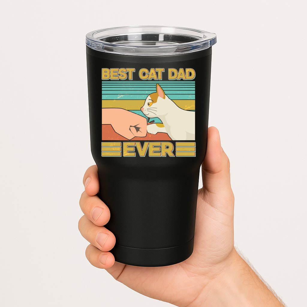 Retro Best Cat Dad Ever Tumbler