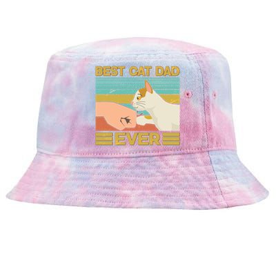 Retro Best Cat Dad Ever Tie-Dyed Bucket Hat