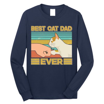 Retro Best Cat Dad Ever Long Sleeve Shirt