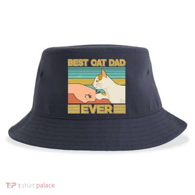 Retro Best Cat Dad Ever Sustainable Bucket Hat