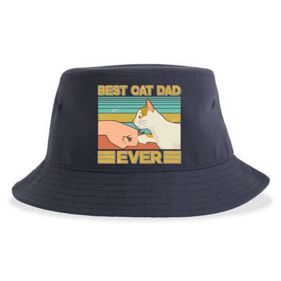 Retro Best Cat Dad Ever Sustainable Bucket Hat