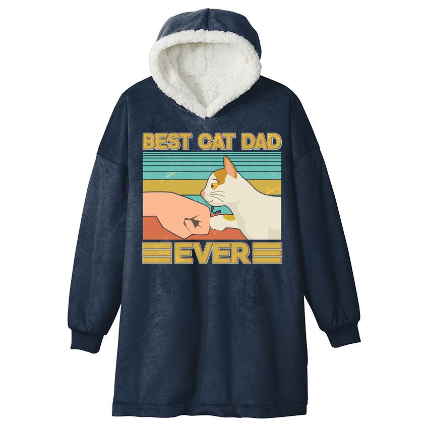 Retro Best Cat Dad Ever Hooded Wearable Blanket