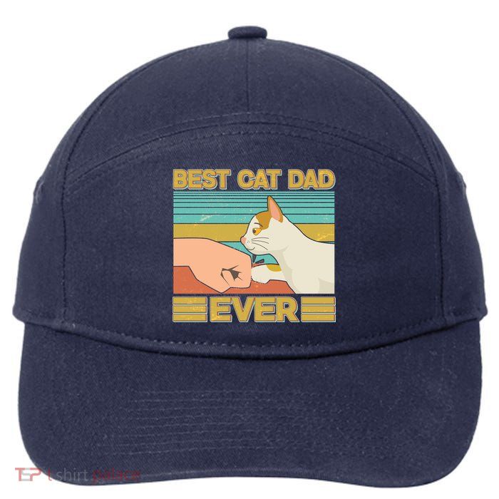 Retro Best Cat Dad Ever 7-Panel Snapback Hat