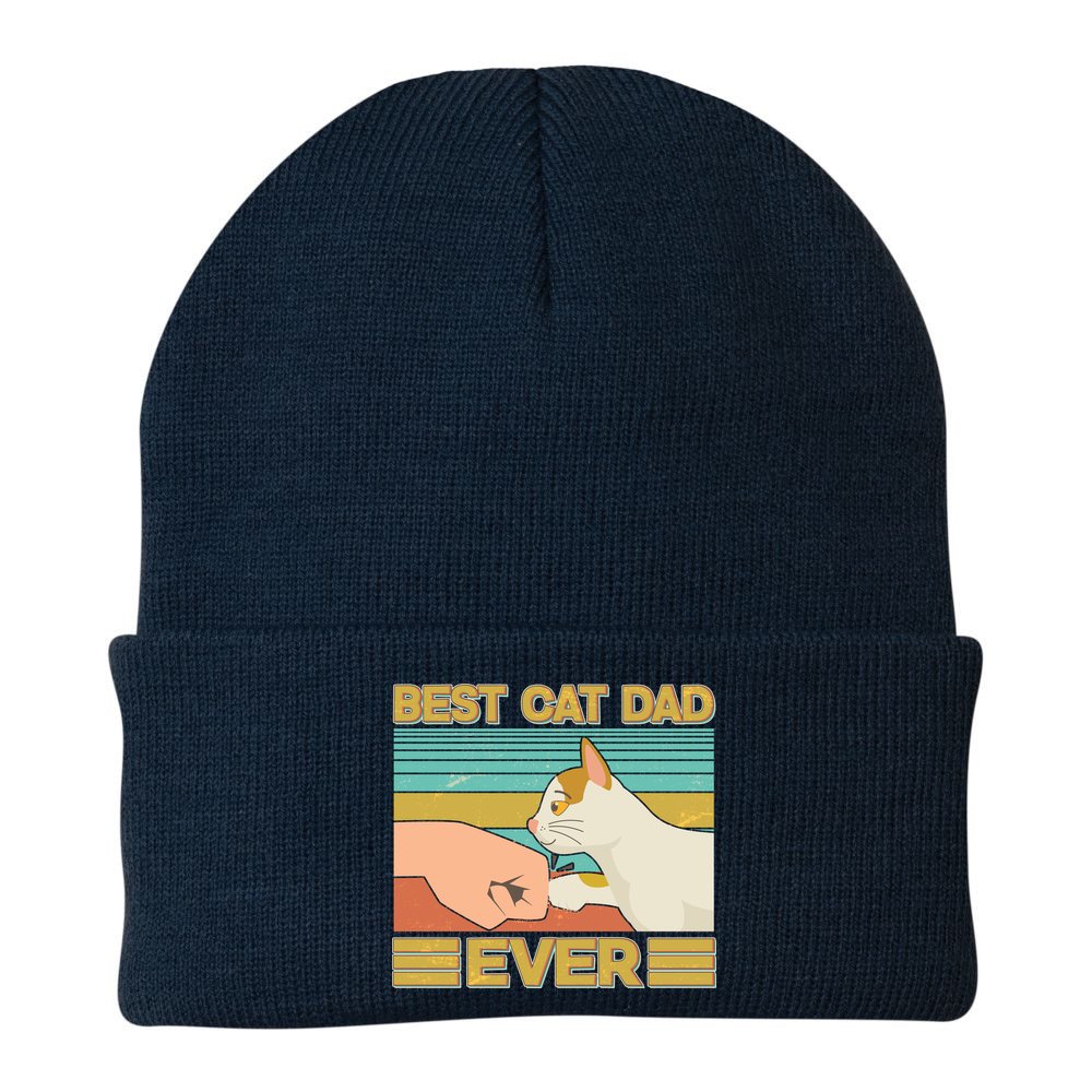 Retro Best Cat Dad Ever Beanie