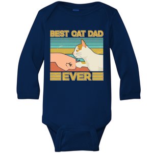 Retro Best Cat Dad Ever Baby Long Sleeve Bodysuit