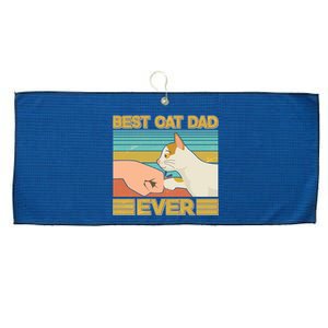 Retro Best Cat Dad Ever Large Microfiber Waffle Golf Towel