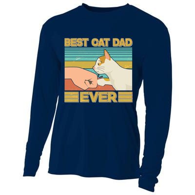 Retro Best Cat Dad Ever Cooling Performance Long Sleeve Crew