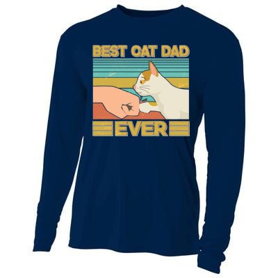 Retro Best Cat Dad Ever Cooling Performance Long Sleeve Crew