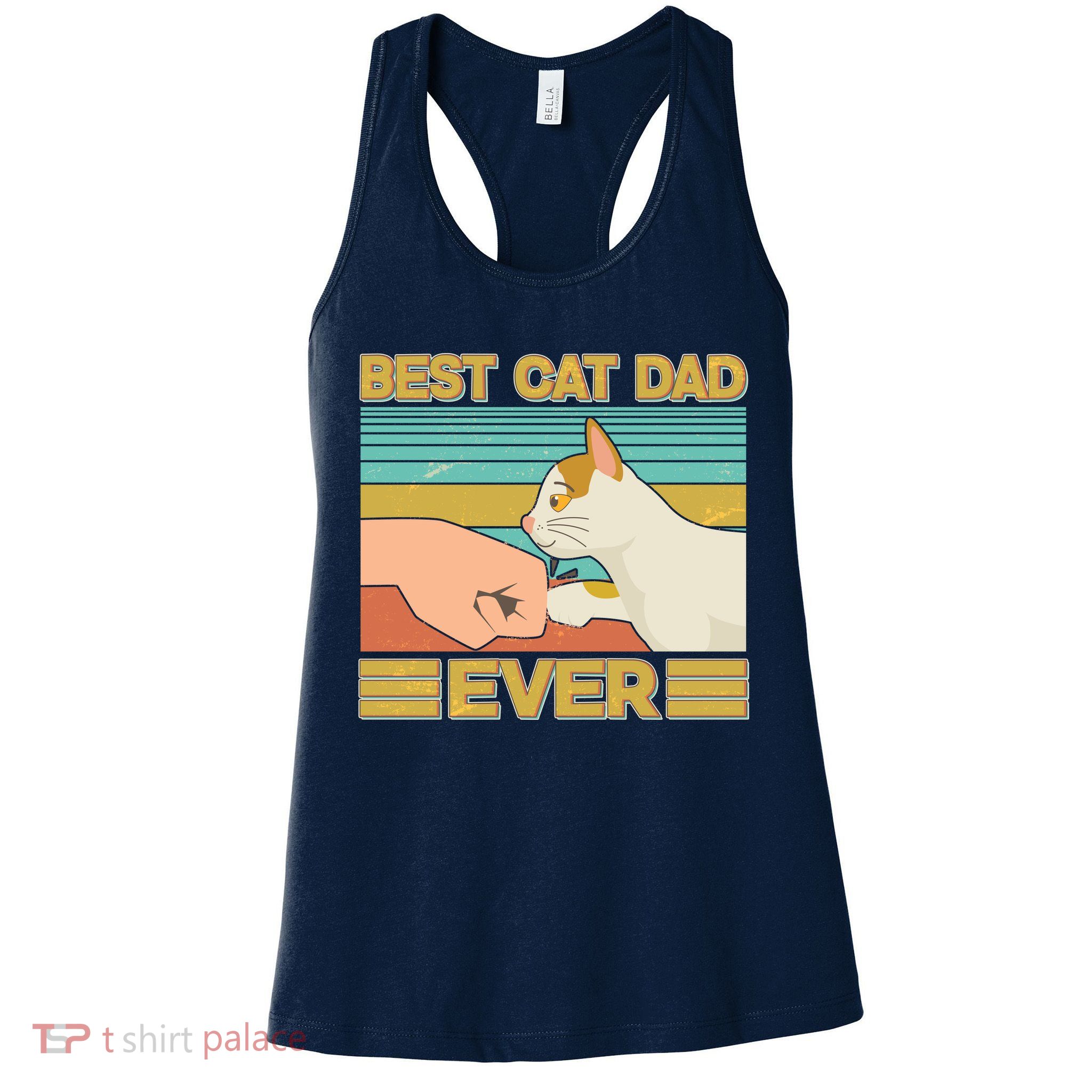 Retro Best Cat Dad Ever Womens Tank Top