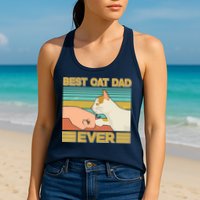 Retro Best Cat Dad Ever Womens Tank Top