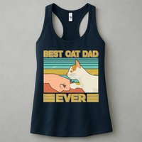 Retro Best Cat Dad Ever Womens Tank Top