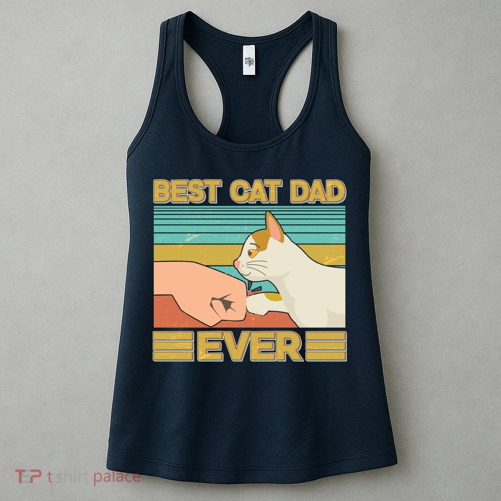 Retro Best Cat Dad Ever Womens Tank Top
