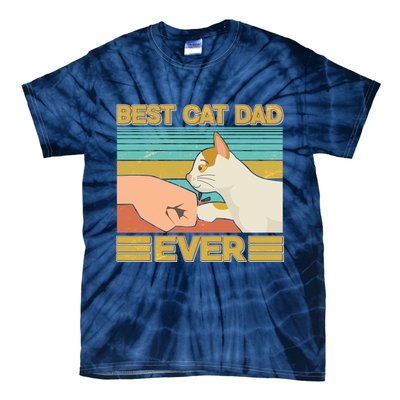 Retro Best Cat Dad Ever Tie-Dye T-Shirt