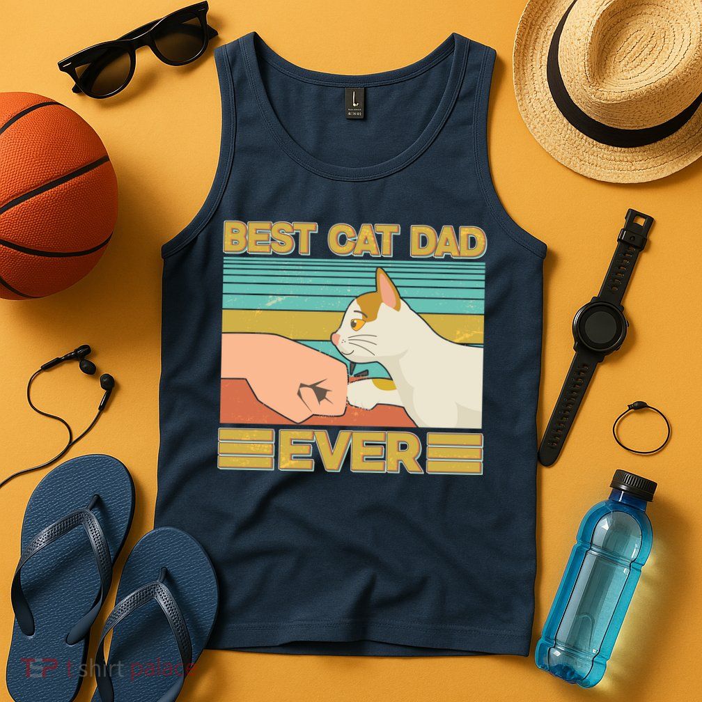 Retro Best Cat Dad Ever Tank Top