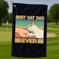 Retro Best Cat Dad Ever Golf Towel