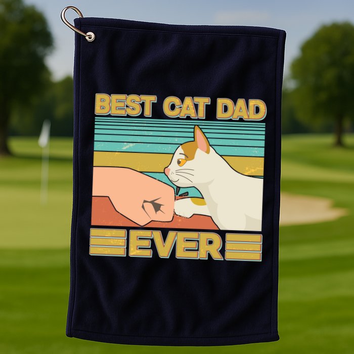 Retro Best Cat Dad Ever Golf Towel