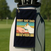 Retro Best Cat Dad Ever Golf Towel