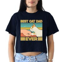 Retro Best Cat Dad Ever Crop Top